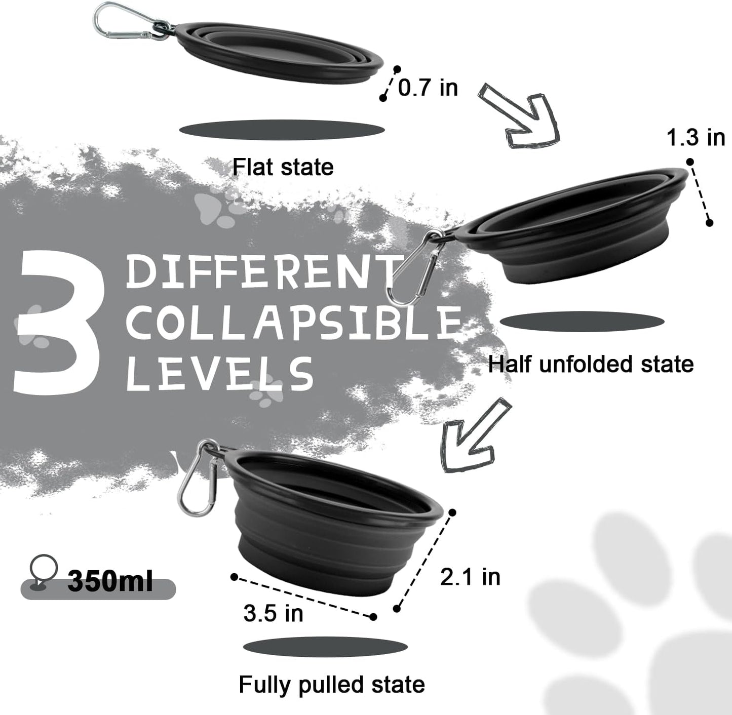Travel-Friendly Collapsible Dog Bowls - 2-Pack Portable Water & Feeding Dishes with Carabiners, BPA Free
