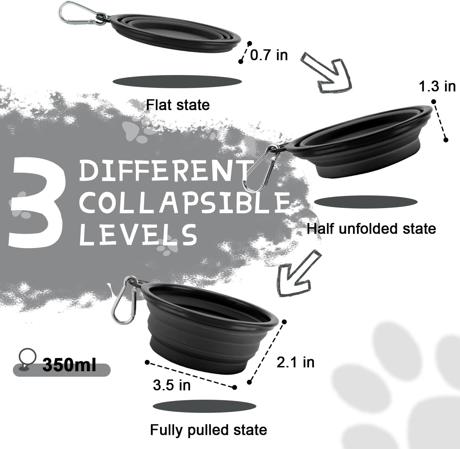 Travel-Friendly Collapsible Dog Bowls - 2-Pack Portable Water & Feeding Dishes with Carabiners, BPA Free