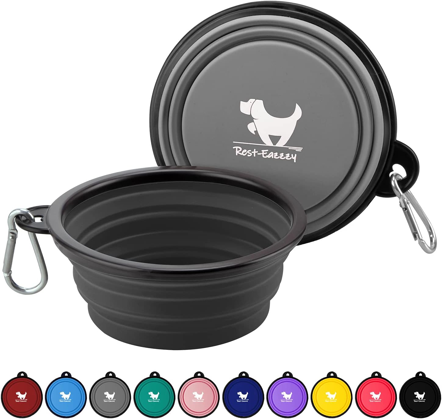 Travel-Friendly Collapsible Dog Bowls - 2-Pack Portable Water & Feeding Dishes with Carabiners, BPA Free