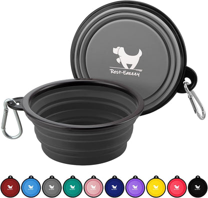 Travel-Friendly Collapsible Dog Bowls - 2-Pack Portable Water & Feeding Dishes with Carabiners, BPA Free