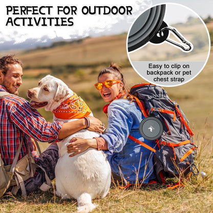 Travel-Friendly Collapsible Dog Bowls - 2-Pack Portable Water & Feeding Dishes with Carabiners, BPA Free